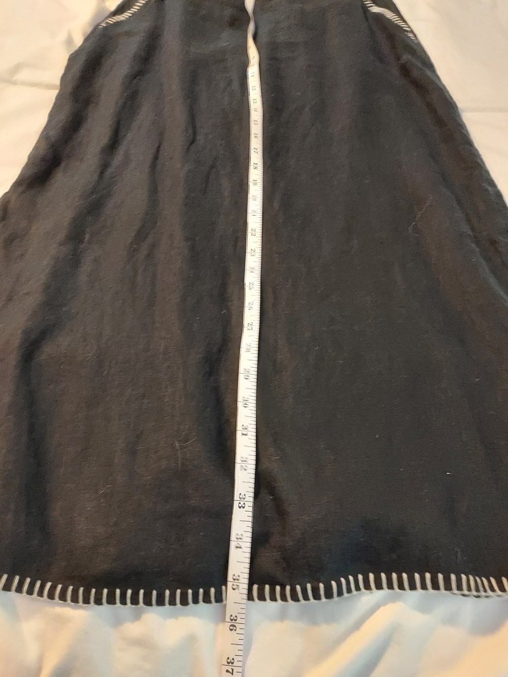 Rachel Zoe Black Linen Maxi Skirt with White Whipstitch Trim - Picture 6 of 8